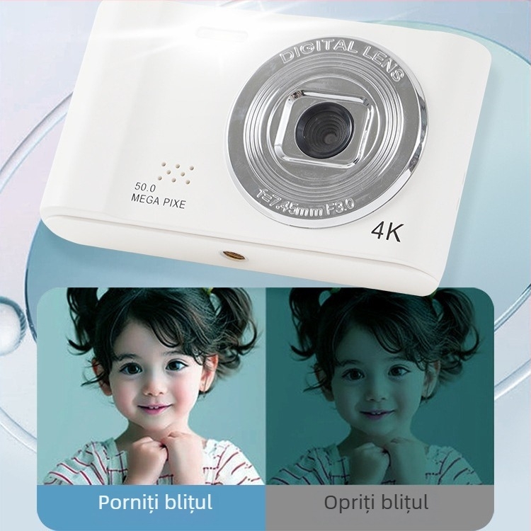 Cameră digitală D04 cu senzor CCD, zoom optic 8x, ecran HD LCD de 2,4 inch, obiectiv tip periscop, stocare pe card TF