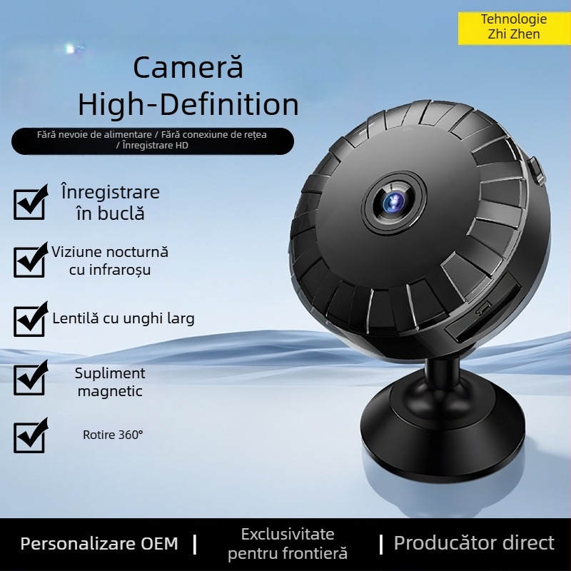 Cameră de supraveghere cu vizionare nocturnă HD, alimentată pe baterie, Wi‑Fi fără fir, monitorizare de pe telefonul mobil, stocare pe card TF, model A14