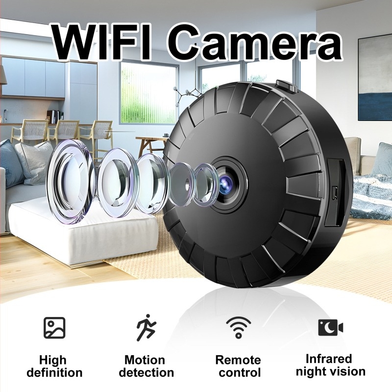 Cameră de supraveghere cu vizionare nocturnă HD, alimentată pe baterie, Wi‑Fi fără fir, monitorizare de pe telefonul mobil, stocare pe card TF, model A14