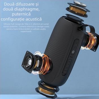 Boxă Bluetooth pentru exterior, robustă, 10W, IPX4 impermeabil, Bluetooth 5.0, baterie încorporată 1000–1200 mAh, răspuns în frecvență 80 Hz–15 kHz (IPX4; 10W; Bluetooth 5.0; 1000–1200 mAh; 80 Hz–15 kHz)