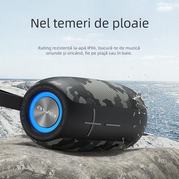 Boxă Bluetooth pentru exterior, robustă, 10W, IPX4 impermeabil, Bluetooth 5.0, baterie încorporată 1000–1200 mAh, răspuns în frecvență 80 Hz–15 kHz (IPX4; 10W; Bluetooth 5.0; 1000–1200 mAh; 80 Hz–15 kHz)