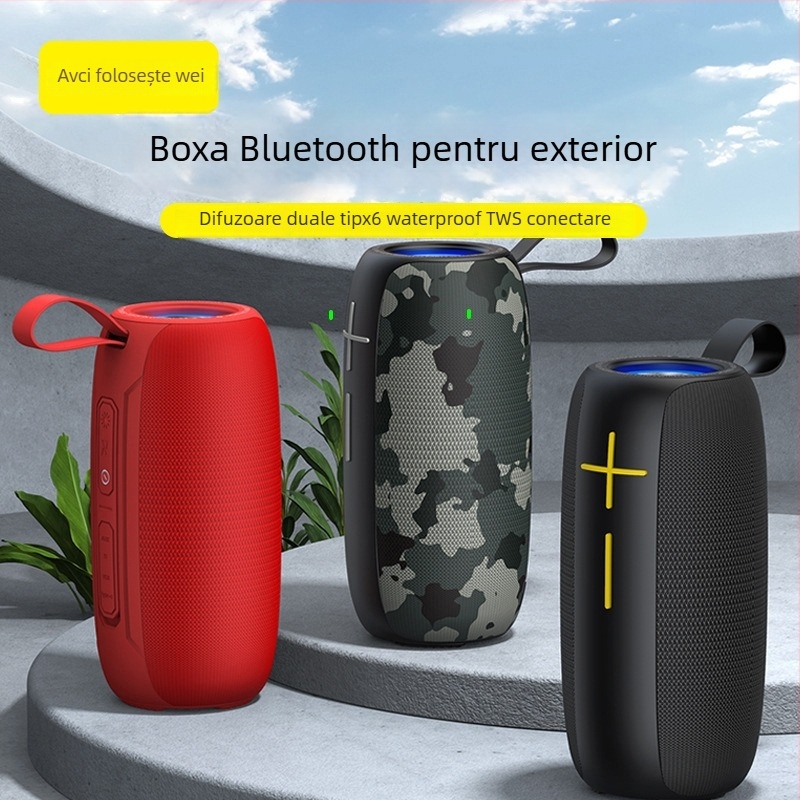 Boxă Bluetooth pentru exterior, robustă, 10W, IPX4 impermeabil, Bluetooth 5.0, baterie încorporată 1000–1200 mAh, răspuns în frecvență 80 Hz–15 kHz (IPX4; 10W; Bluetooth 5.0; 1000–1200 mAh; 80 Hz–15 kHz)