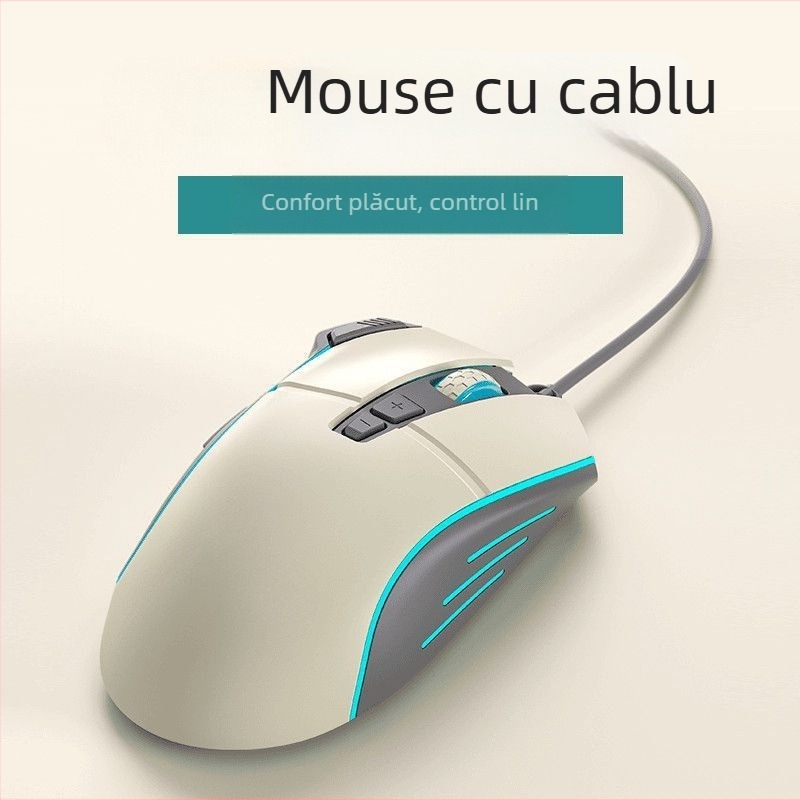 Mouse de gaming cu fir, 8 butoane și iluminare LED, DPI în patru niveluri pentru PC și laptop