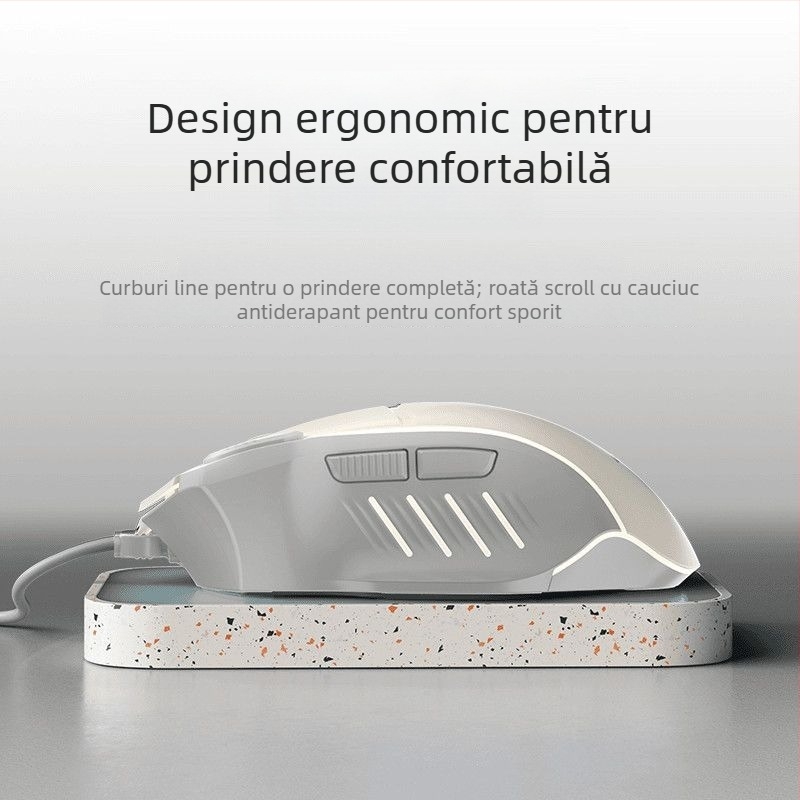 Mouse de gaming cu fir, 8 butoane și iluminare LED, DPI în patru niveluri pentru PC și laptop