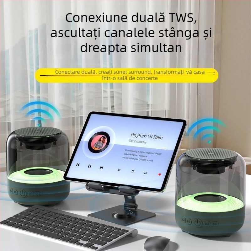 Boxă Bluetooth wireless cu horn de 3 inch și diafragmă; 5W ieșire; Bluetooth 5.3; răspuns în frecvență 100 Hz-20 kHz; rază 10 m.