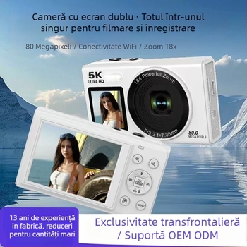Cameră CCD cu fotografie HD 5K, 80MP, cameră digitală cu ecran dual pentru selfie-uri pe campus și călătorii