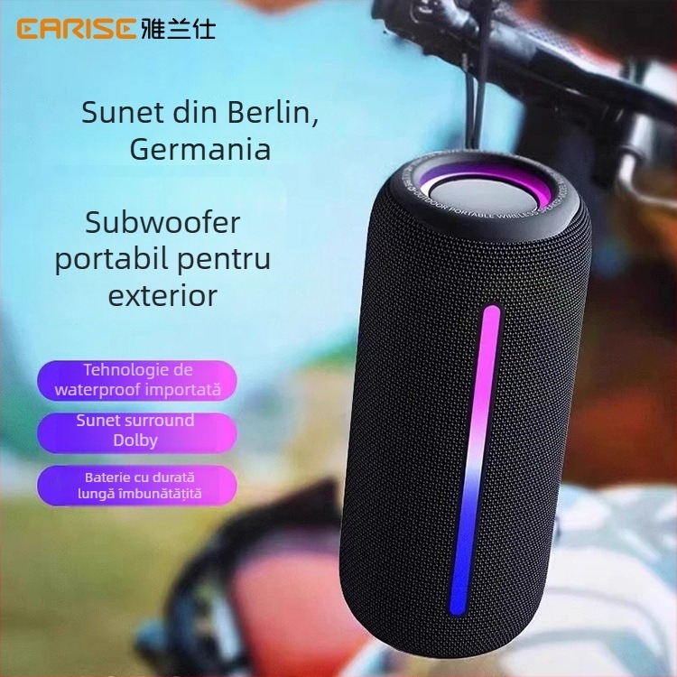 Boxă Bluetooth portabilă cu bas profund, Bluetooth 5.3, putere 10W, IPX5, baterie încorporată 4000–6000 mAh, răspuns în frecvență 20 Hz–20 kHz