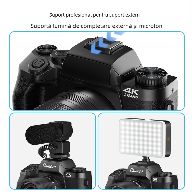 Fotocameră digitală cu senzor CMOS de 64 MP, 1/2.8, ecran tactil de 4,0 inchi, zoom digital 16x, rezoluție maximă 3840x2160, obiectiv periscop