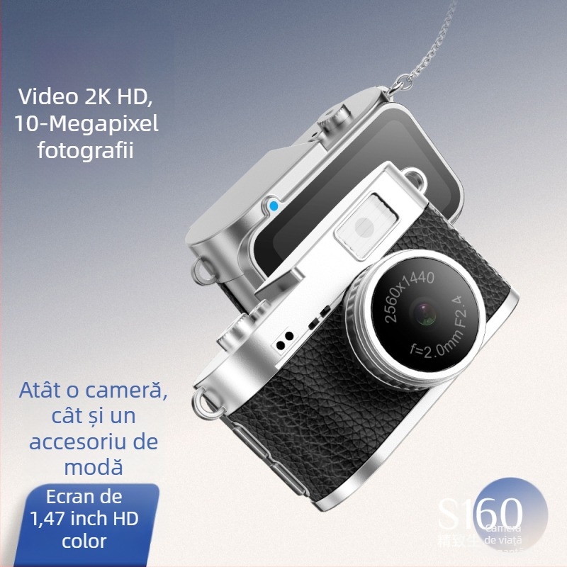 Cameră digitală Vintage pentru studenți Q160 – senzor CCD, 8 MP, obiectiv periscop, ecran LCD HD, stabilizare electronică a imaginii