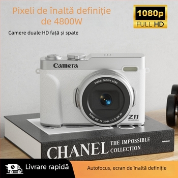 Camera digitală pentru copii, entry-level, cu obiectiv dual și mod selfie, 48 MP CMOS 1/2,3 inch, zoom optic 16x, ecran LCD de 2,4 inch, USB 3.0