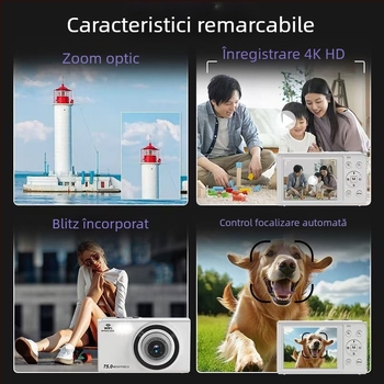 Cameră Wi-Fi cu senzor CMOS, rezoluție 4K 3840x2160, obiectiv telecopic, card TF, interfață USB 2.0