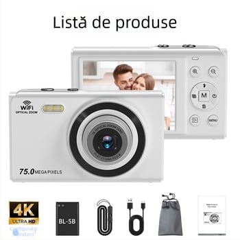 Cameră Wi-Fi cu senzor CMOS, rezoluție 4K 3840x2160, obiectiv telecopic, card TF, interfață USB 2.0