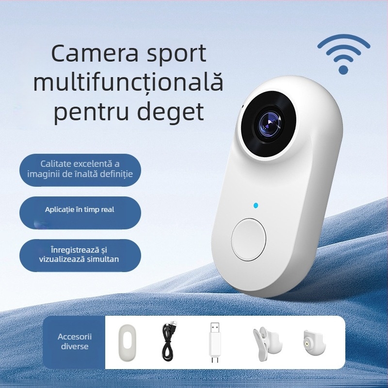 WiFi mini cameră pentru deget, 2MP, corp ABS, modelul A100+, înregistrator de mișcare pentru motociclete și animale de companie