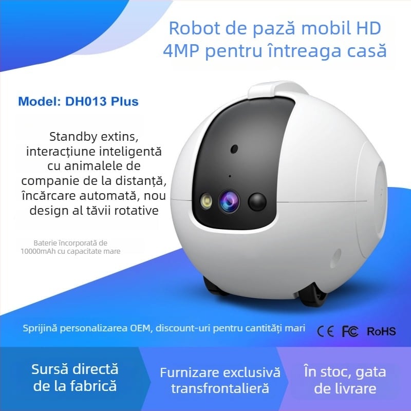Cameră de supraveghere pentru animale cu Wi-Fi, 4MP 2560x1440, obiectiv 4mm, cameră tip dome pentru interior, PTZ 340°/68,5°