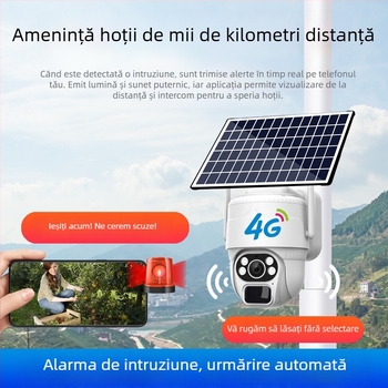 Cameră solară 4G – exterior, vizualizare 360°, HD noapte, monitorizare la distanță, iluminare minimă 0.001 lux