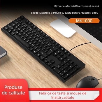 Set tastatură și mouse, USB cablat, 1000 DPI, design ergonomic, rezistent la apă, potrivit pentru notebook, acasă și birou