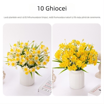 Buchet de flori artificiale narcise, material plastic cu adeziv moale, turnare prin injecție, pentru exterior, recuzită pentru fotografie și decor acasă