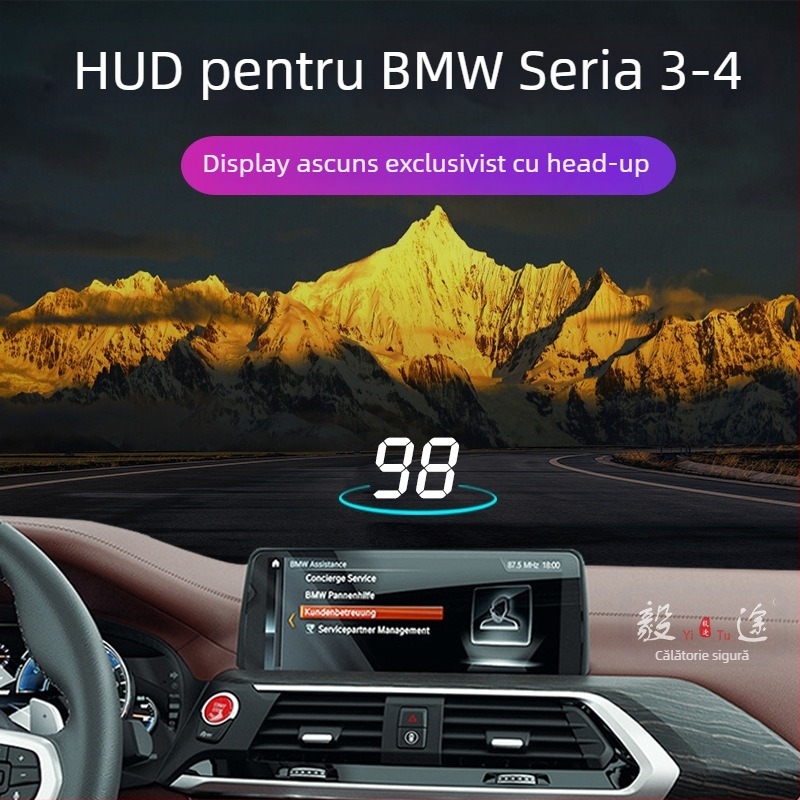 Yitu Monitor LCD pentru mașină – HUD ascuns pentru BMW Seria 3-4, proiecția vitezei