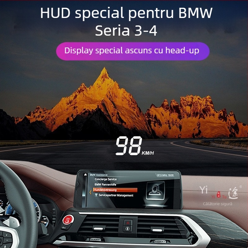 Yitu Monitor LCD pentru mașină – HUD ascuns pentru BMW Seria 3-4, proiecția vitezei