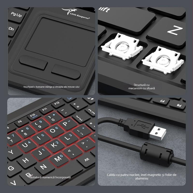 Set tastatură și mouse — tastatură ultra-subțire, 88–98 taste, conectare prin cablu, rezistent la apă, corp din plastic