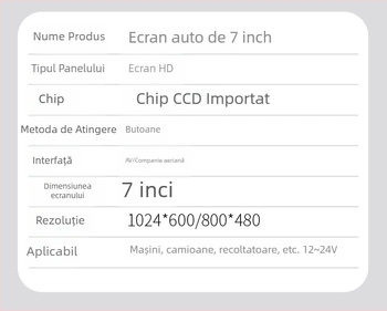 Display LCD auto 7003, ecran LED, rezoluție 800x480/1024x600, compatibilitate generală cu sistemele N/P, intrare analogică