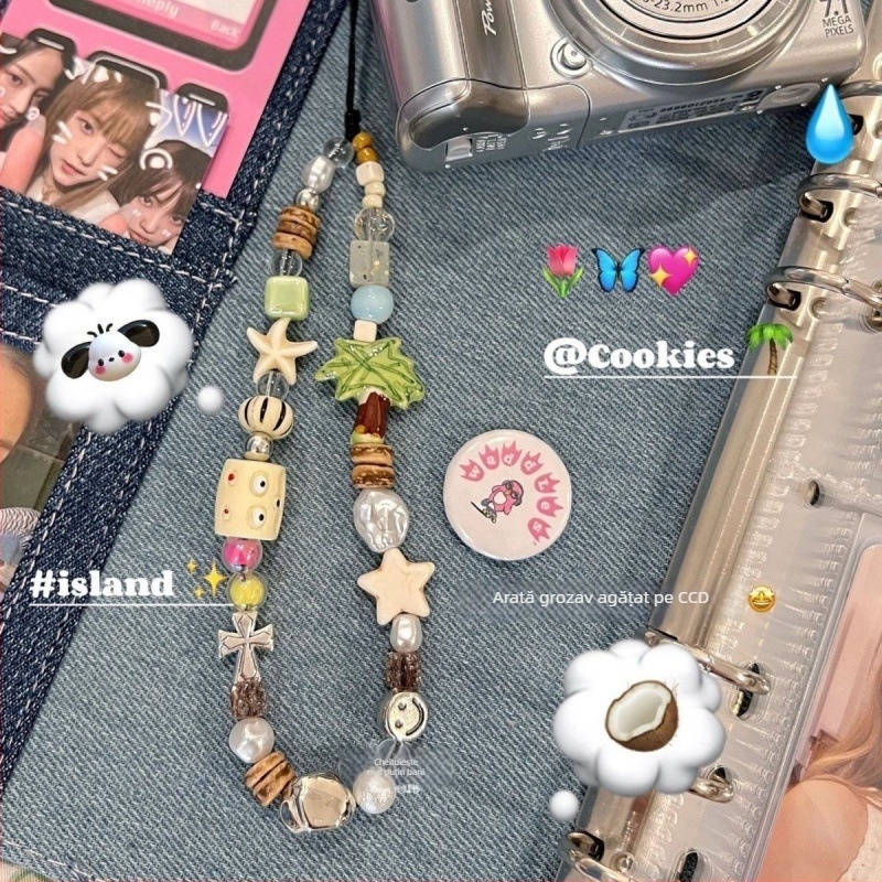 Lanyard pentru telefon cu mărgele din rășină, unisex, șnur din nailon, cataramă metalică, ambalare individuală