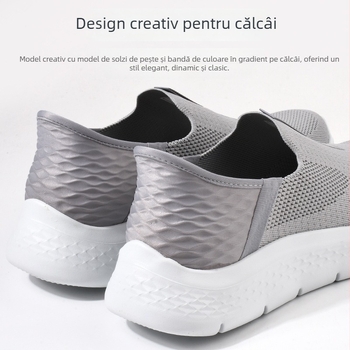 Pantofi slip-on pentru mers, upper plasă respirabilă, amortizare ușoară, talpă din cauciuc, unisex