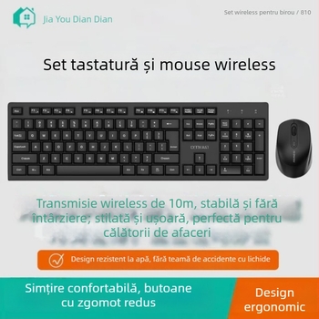 Set de tastatură și mouse wireless, ultra-subțire și silențios, iluminat, interfețe USB, model 810, pentru notebook/acasă