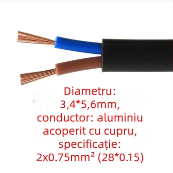 Lin Yun Era cablu de alimentare, 2 conductori, PVC izolație, priză europeană cu doi pini rotunzi, 2x0.75mm²
