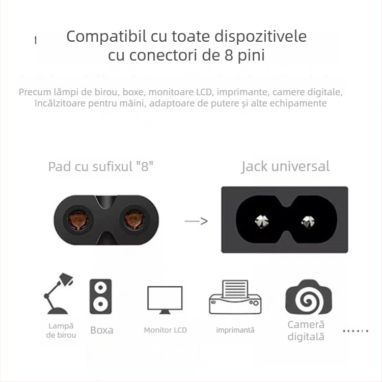 Lin Yun Era cablu de alimentare, 2 conductori, PVC izolație, priză europeană cu doi pini rotunzi, 2x0.75mm²