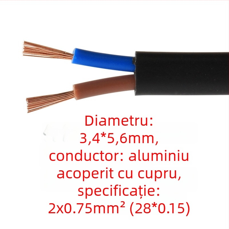 Lin Yun Era cablu de alimentare, 2 conductori, PVC izolație, priză europeană cu doi pini rotunzi, 2x0.75mm²