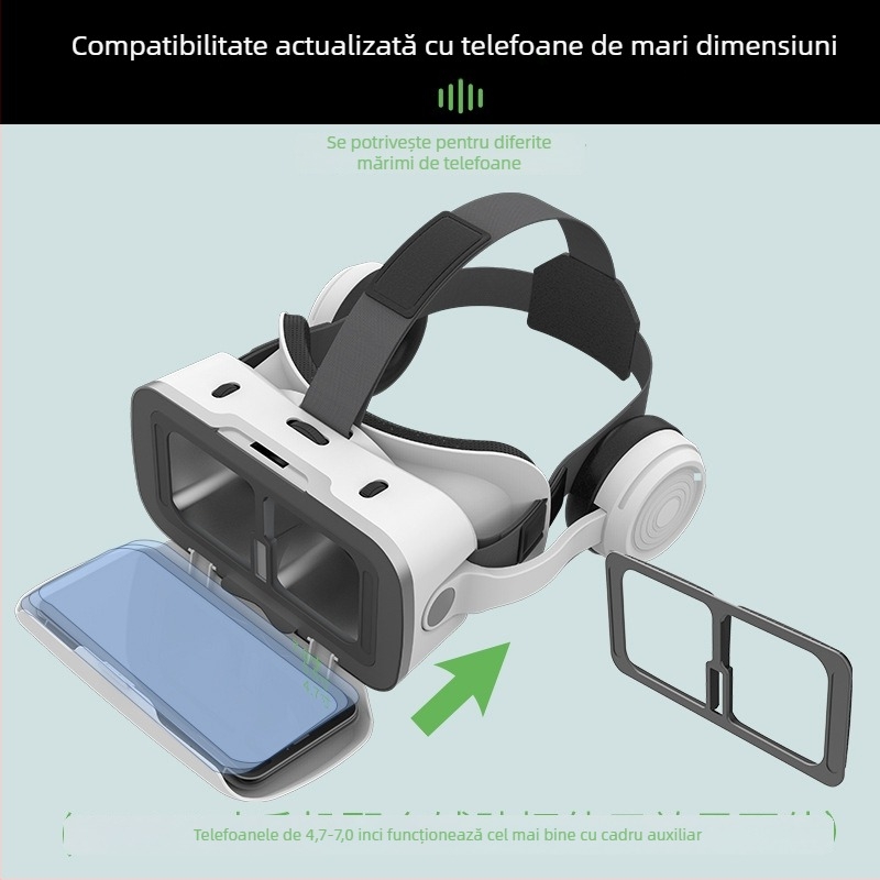 Headset VR all-in-one pentru mobil, cu difuzoare încorporate, suport 3D, ecran de 4.7–7.2 inch, carcasă din plastic