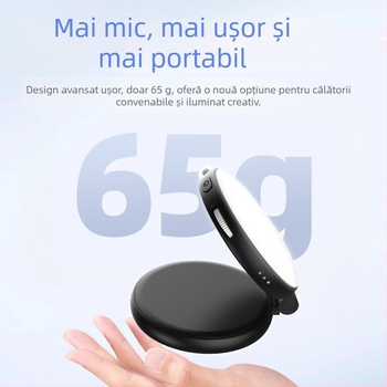 Lumină LED magnetică, pliabilă, pentru streaming în aer liber, cu suport pentru telefon, temperatură de culoare reglabilă 2500–9900K, 2W, 5V, baterie încorporată, portabil