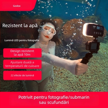 Shenniu WL8P LED Lumină de fill pentru fotografie profesională, IP68 rezistent la apă, baterie încorporată, 10W
