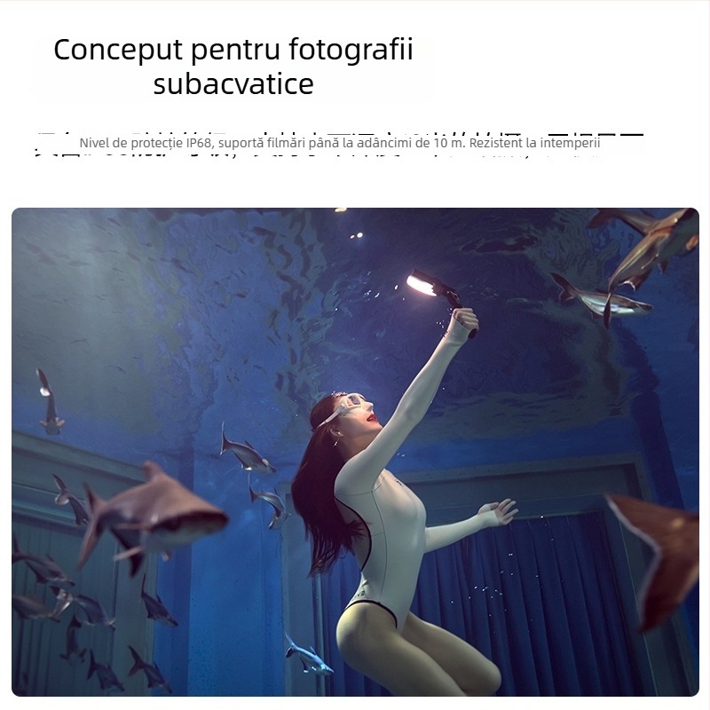 Shenniu WL8P LED Lumină de fill pentru fotografie profesională, IP68 rezistent la apă, baterie încorporată, 10W