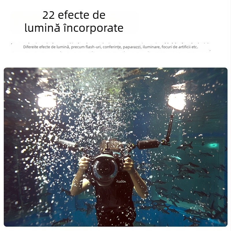 Shenniu WL8P LED Lumină de fill pentru fotografie profesională, IP68 rezistent la apă, baterie încorporată, 10W