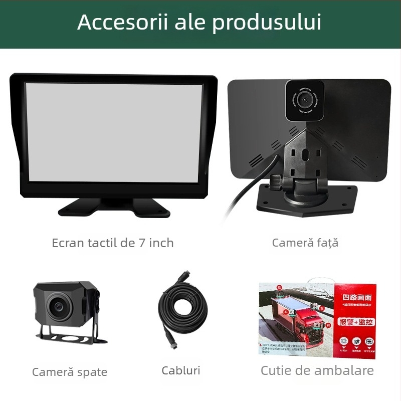 Display pentru revers al vehiculului cu sistem de supraveghere bidirecțional, ecran IPS, rezoluție 1920x1080, înregistrare față și spate