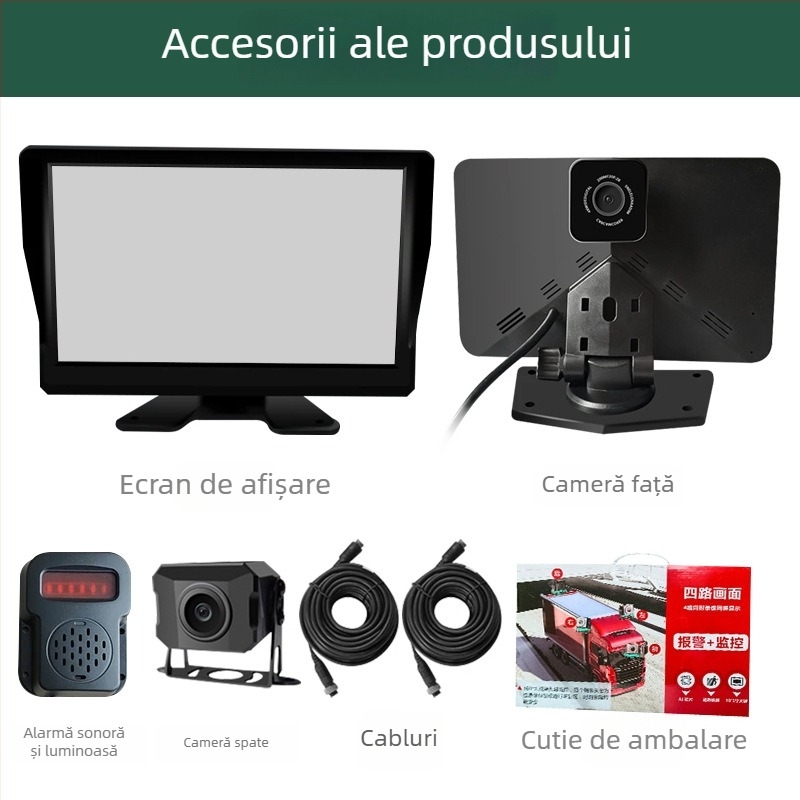 Display pentru revers al vehiculului cu sistem de supraveghere bidirecțional, ecran IPS, rezoluție 1920x1080, înregistrare față și spate