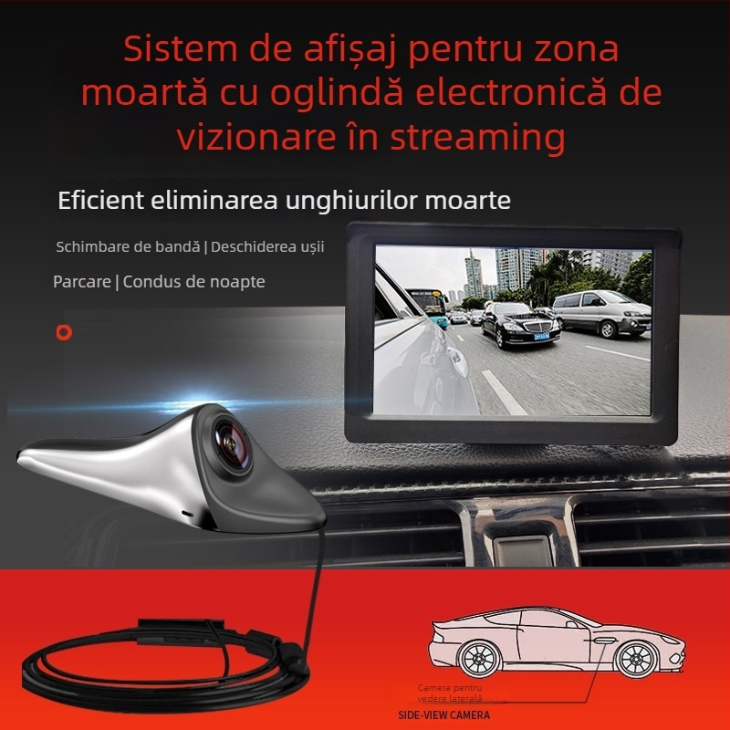 Cameră pentru unghi mort auto, Shark Fin, 1080p, 12V, unghi reglabil 170°, CVBS/AHD
