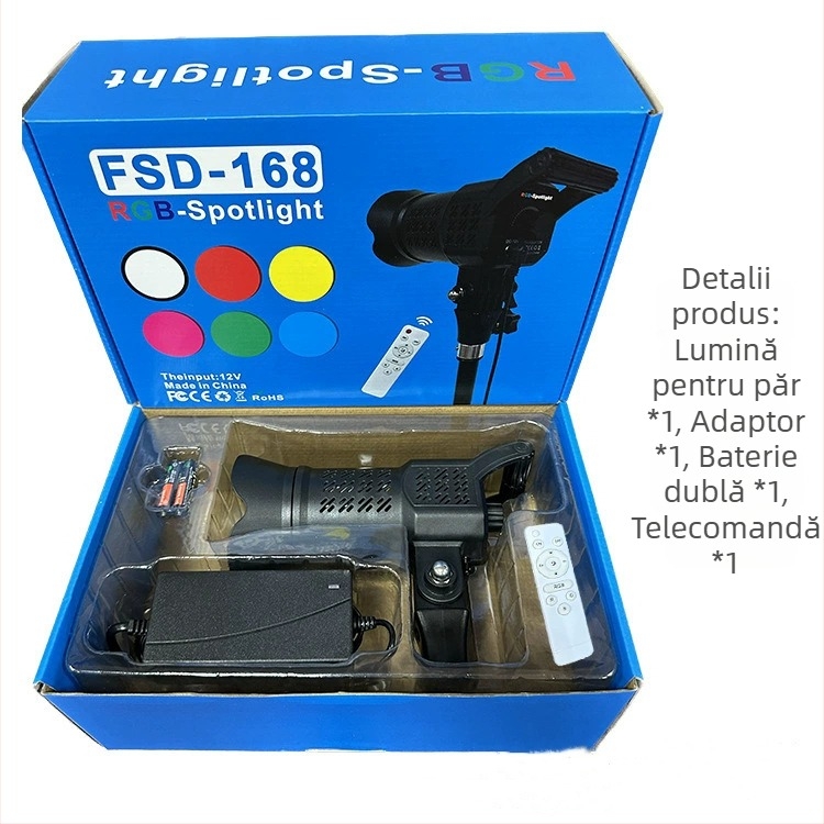 Lumină de umplere pentru fotografie pentru transmisiuni live, 36W, 12V, model FSD-168, control de la distanță