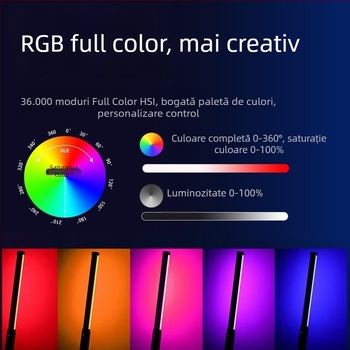 Lumină de fill RGB portabilă pentru portrete în aer liber (LED RGB; baterie încorporată; putere <10 W; tensiune 5 V; temperatură de culoare 2500–9900 K)