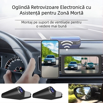 Oglindă retrovizoare cu obiectiv dublu - înregistrare 1080p, unghi de vizualizare 120°, Wi‑Fi, fără ecran, TF card până la 256GB