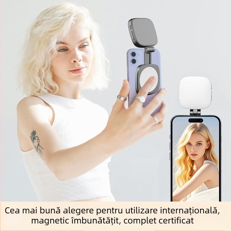 F-662 Lumină LED Magnetică pentru Telefon – 2W, 5V/1A, Pliabilă, Manuală, Pentru Streaming Live