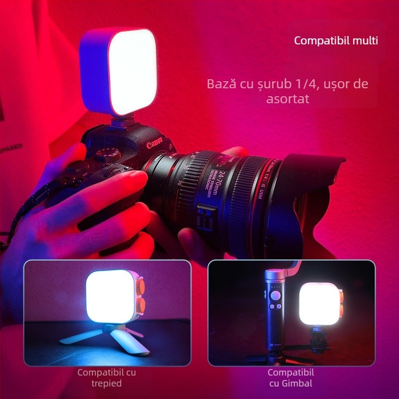 Lumină de fill pentru fotografie pe telefon cu RGB, 6W, 5V, reglaj multiparametric, procesare personalizabilă