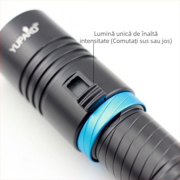 Lampa LED pentru scufundări L2, aliaj de aluminiu, rază 200–500 m, baterie 26650, multifuncțional