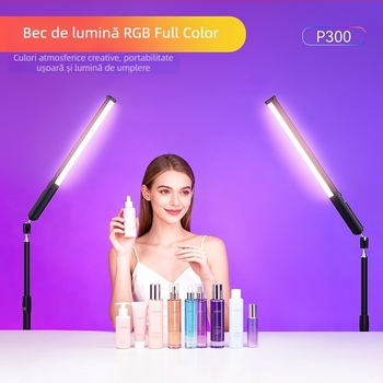 Lumină RGB de umplere, LED reglabil pentru fotografie în interior, model P300, utilizare manuală, temperatură de culoare 2500K–9900K, sub 10W