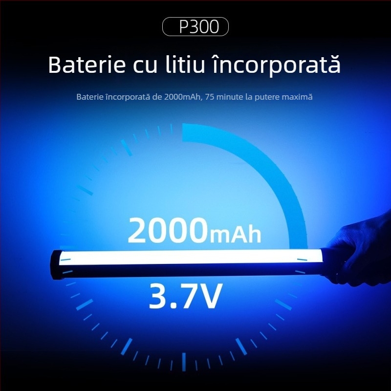 Lumină RGB de umplere, LED reglabil pentru fotografie în interior, model P300, utilizare manuală, temperatură de culoare 2500K–9900K, sub 10W