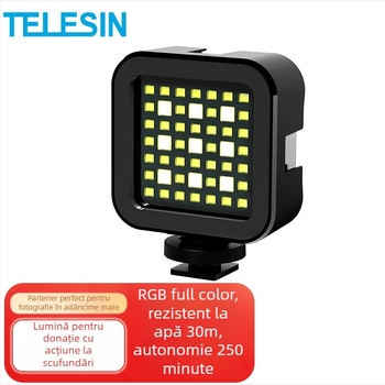 Lumină subacvatică pentru Vloguri — IPX8, lampă de scufundare, compatibilitate universală, adâncime de 30 m, dimensiune compactă de buzunar