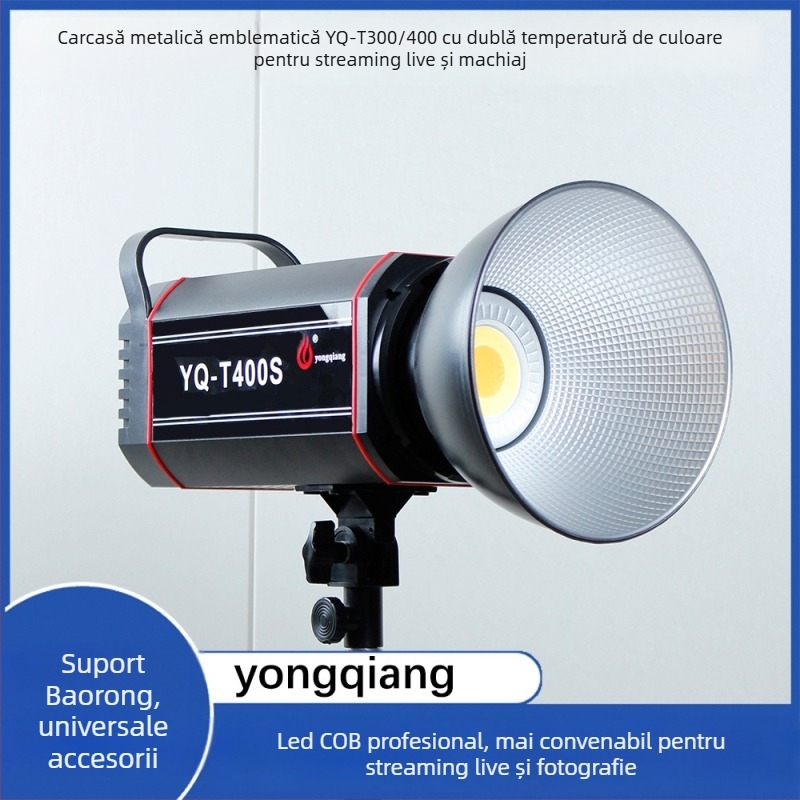 Lumină de fotografiat cu carcasă metalică, model YQ-T400S, 400W, telecomandă, reglare în mai multe trepte, trei temperaturi de culoare