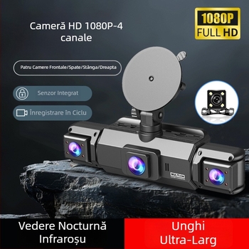 Cameră auto 1080P cu vedere de noapte, afișaj în patru canale, imagine de parcare inversă, conectivitate cu telefonul